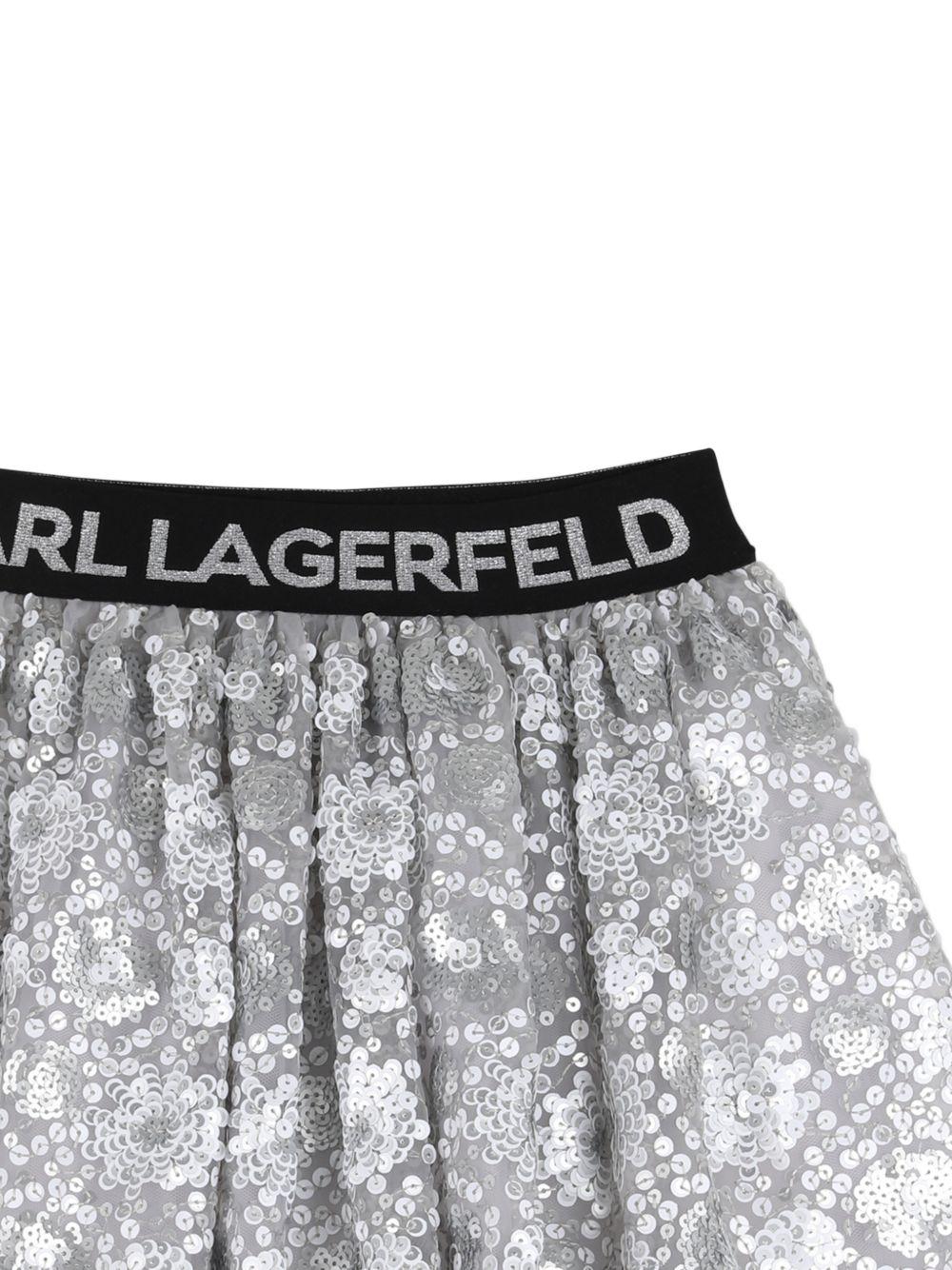 Gonna per bambina Karl Lagerfeld Kids grigia con decorazione con paillettes - Rubino Kids