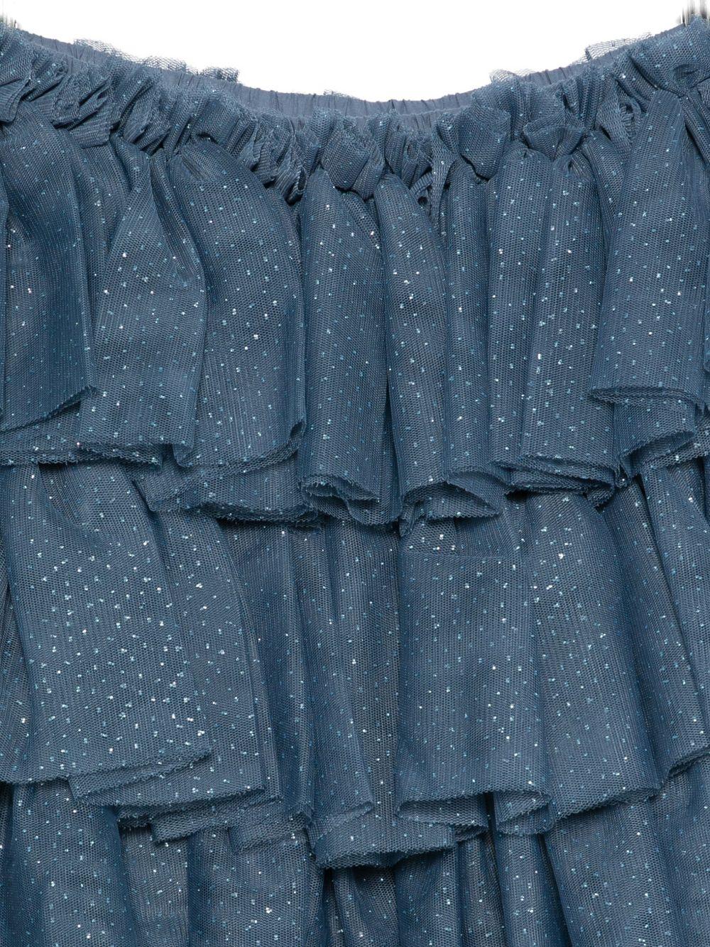 Gonna per bambina Konges Sløjd blu con strati di ruches - Rubino Kids