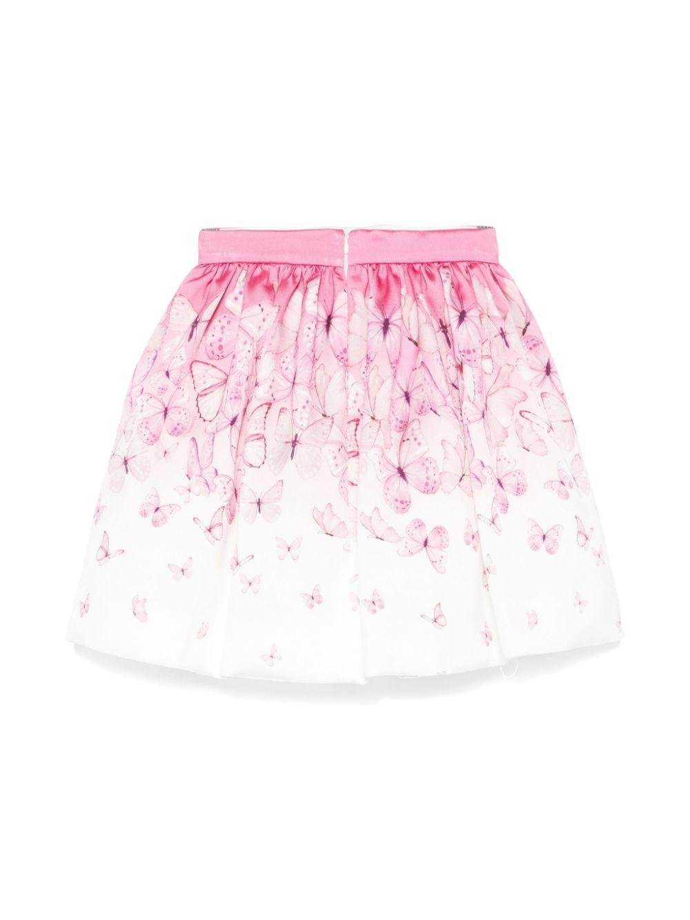 Gonna per bambina Monnalisa con stampa farfalla con design a più strati - Rubino Kids