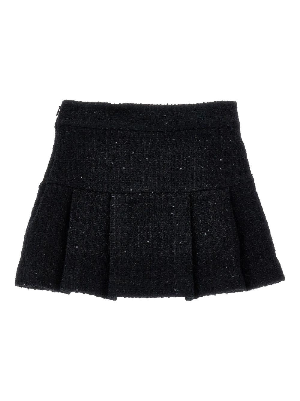 Gonna per bambina Monnalisa nera con dettagli plissettati - Rubino Kids