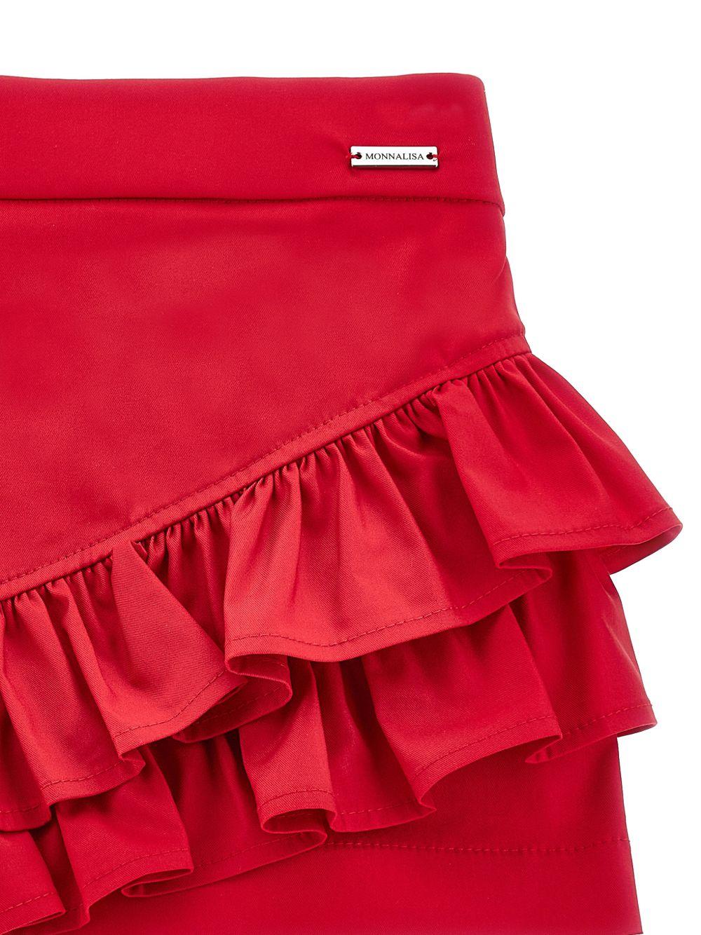 Gonna per bambina Monnalisa rossa con design con ruches - Rubino Kids