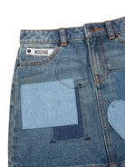 Gonna per bambina Moschino Kids denim con chiusura frontale con bottoni e zip - Rubino Kids