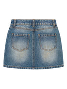 Gonna per bambina Moschino Kids denim con chiusura frontale con bottoni e zip - Rubino Kids