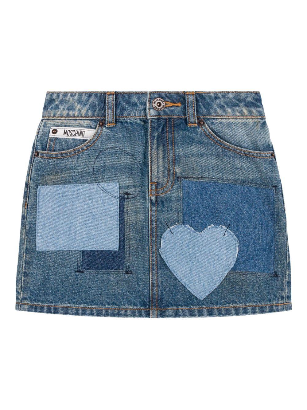 Gonna per bambina Moschino Kids denim con chiusura frontale con bottoni e zip - Rubino Kids