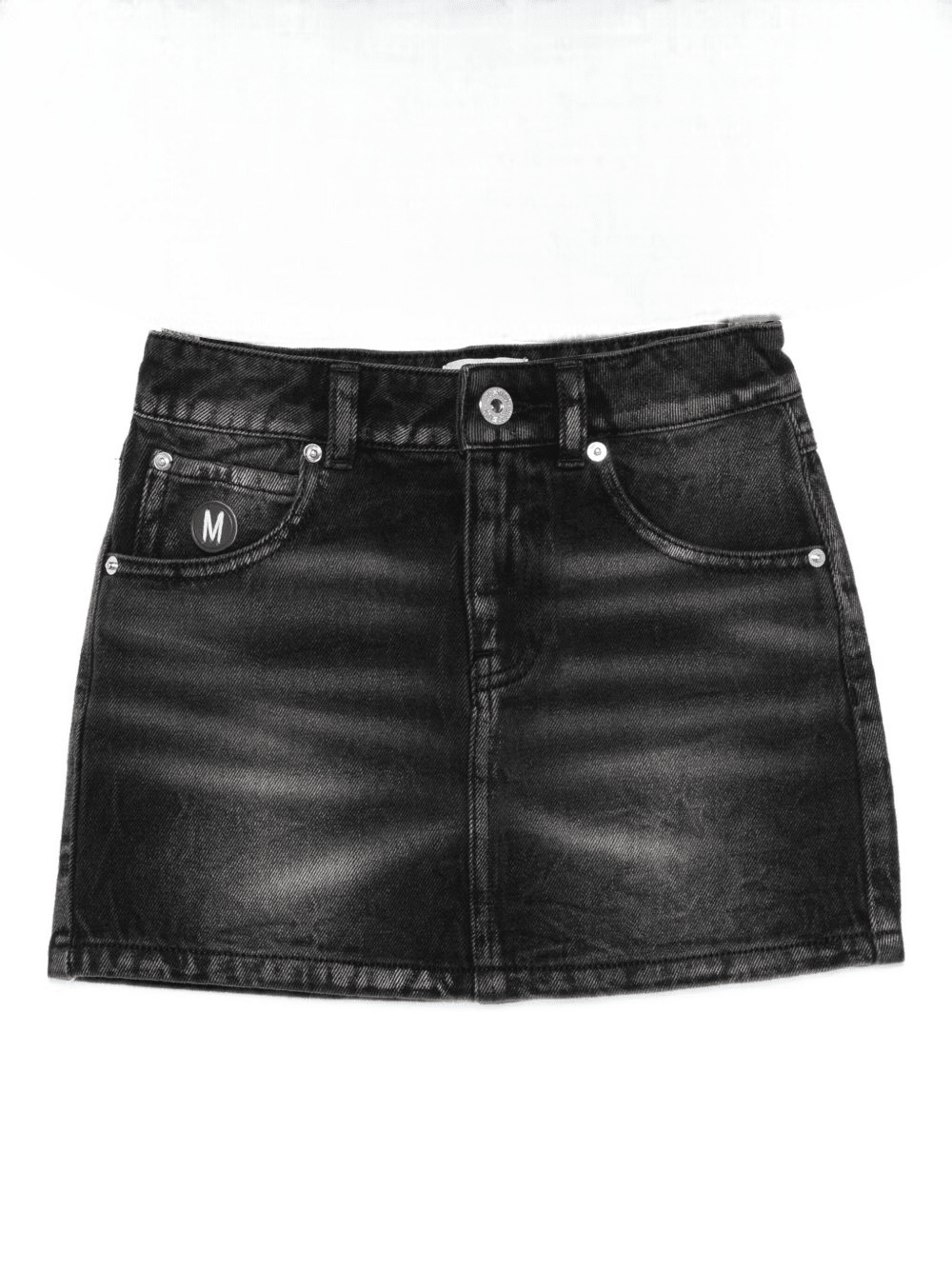 Gonna per bambina Moschino Kids denim con placca logo - Rubino Kids