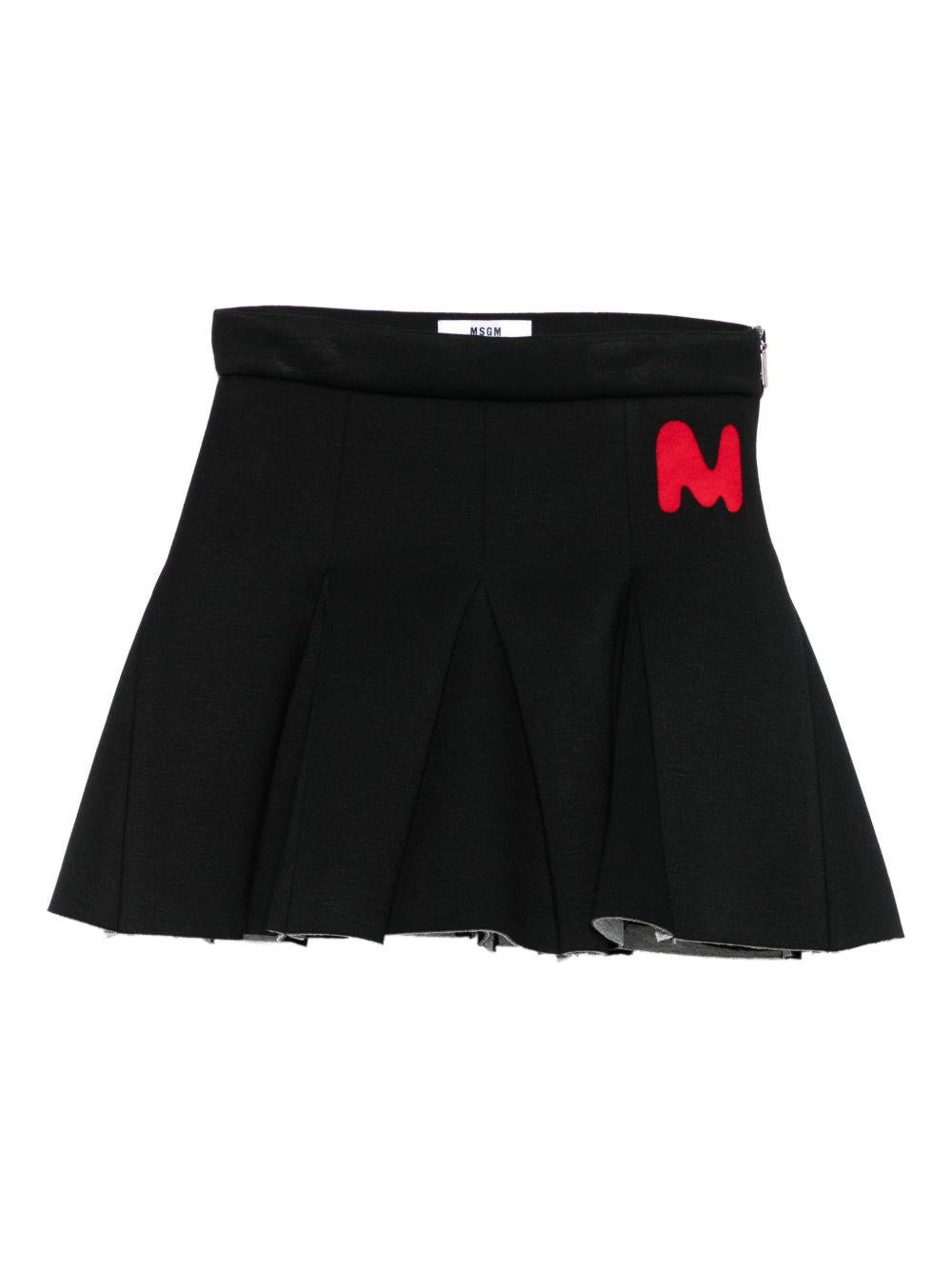 Gonna per bambina MSGM Kids nera con toppa logo - Rubino Kids