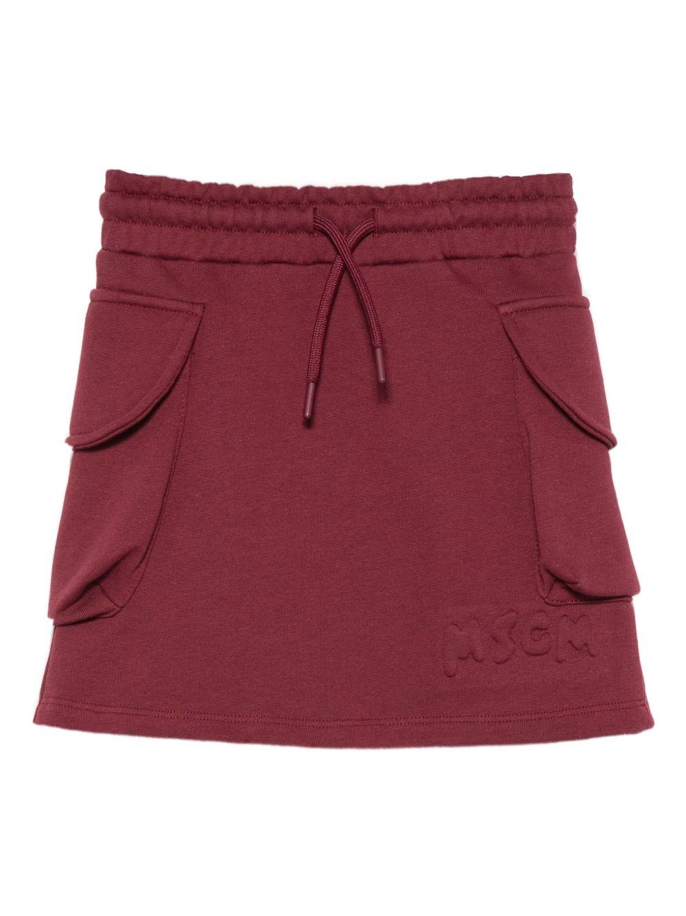 Gonna per bambina MSGM Kids rosso con tasche applicate - Rubino Kids