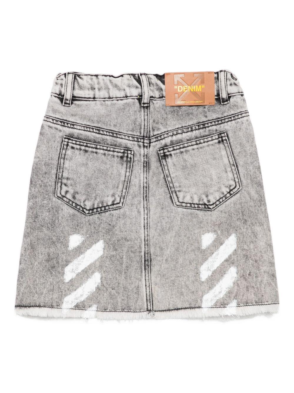 Gonna per bambina Off - White Kids grigio in denim con orlo sfrangiato - Rubino Kids