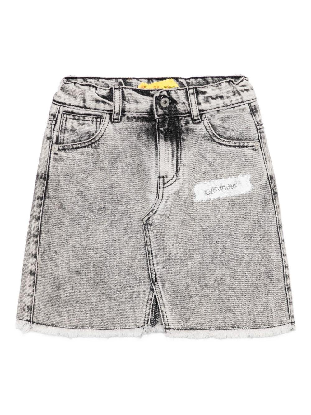 Gonna per bambina Off - White Kids grigio in denim con orlo sfrangiato - Rubino Kids