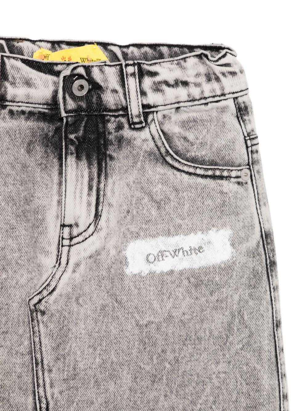 Gonna per bambina Off - White Kids grigio in denim con orlo sfrangiato - Rubino Kids