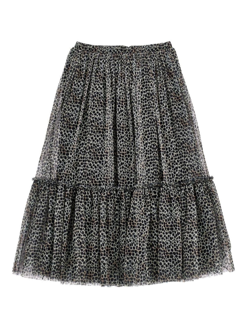 Gonna per bambina Philosophy Di Lorenzo Serafini Kids animalier con strati di ruches - Rubino Kids