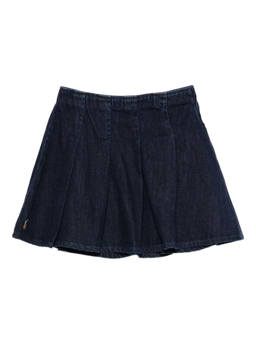 Gonna per bambina Polo Ralph Lauren Kids blu con logo ricamato - Rubino Kids