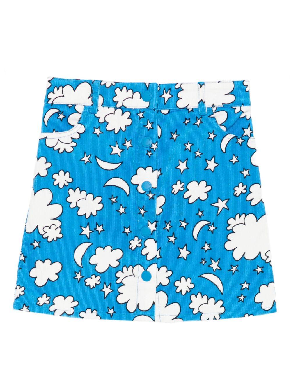 Gonna per bambina Stella McCartney Kids azzurro a coste con stampa - Rubino Kids