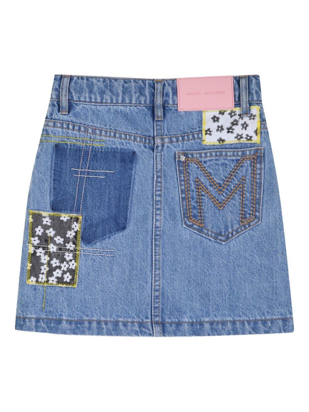 Gonna per bambina The Marc Jacobs Kids denim con toppe decorative - Rubino Kids