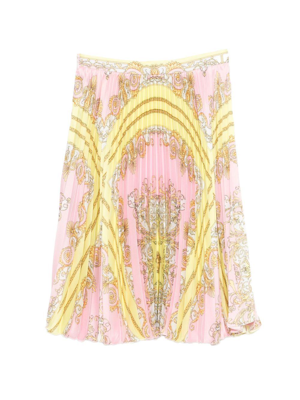 Gonna per bambina Versace Kids rosa con stampa barocca all - over - Rubino Kids