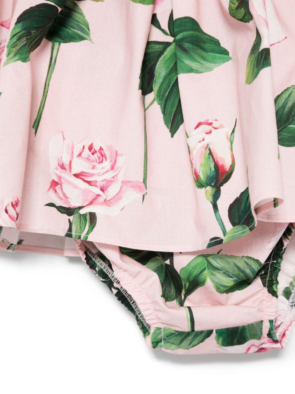 Gonna per neonata Dolce & Gabbana Kids rosa a fiori con pantaloncini abbinati - Rubino Kids