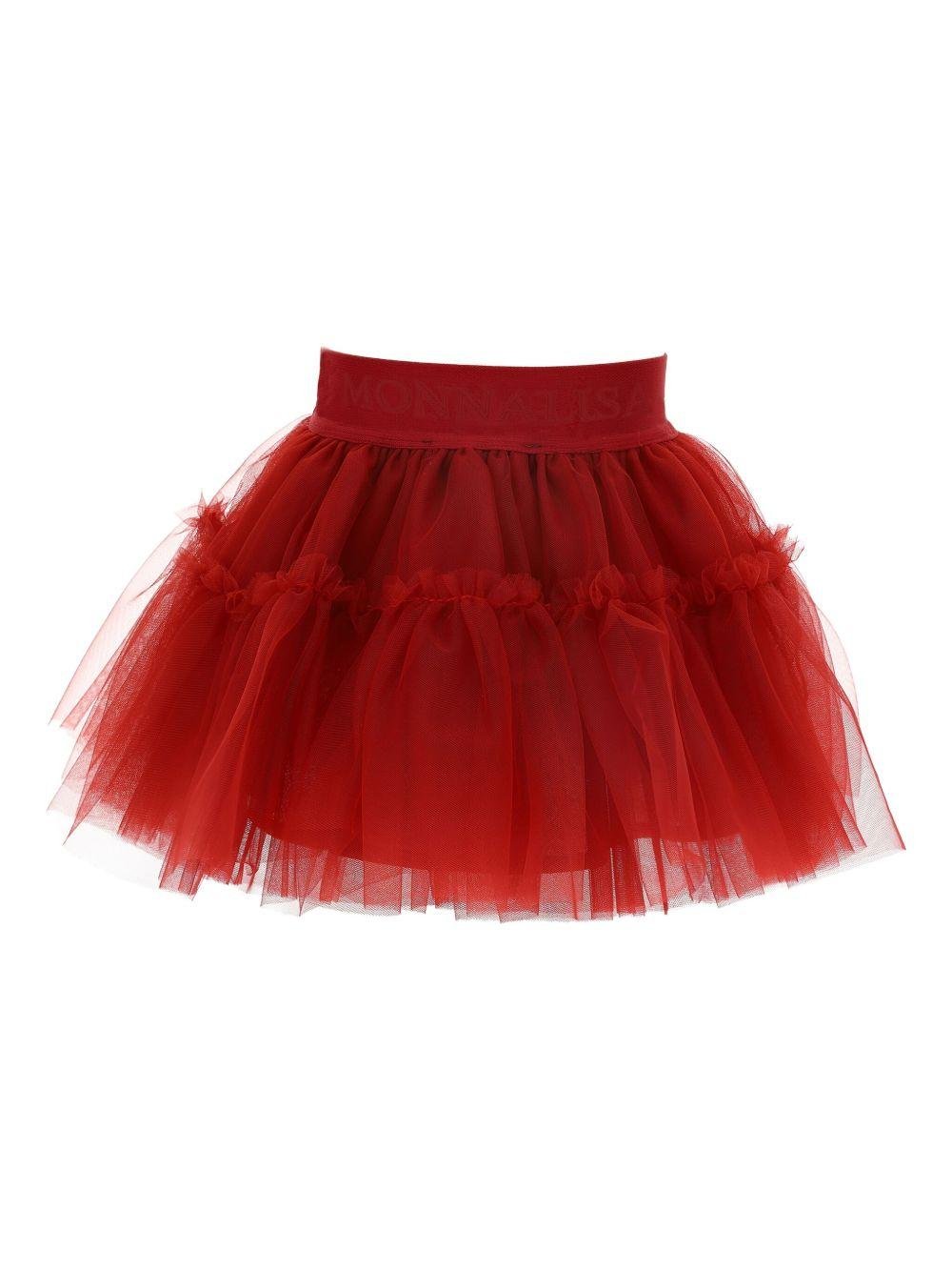 Gonna per neonata Monnalisa rossa con balze - Rubino Kids