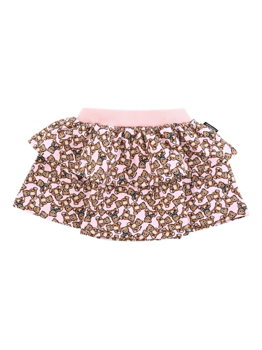 Gonna per neonata Moschino Kids rosa con stampa Teddy - Rubino Kids