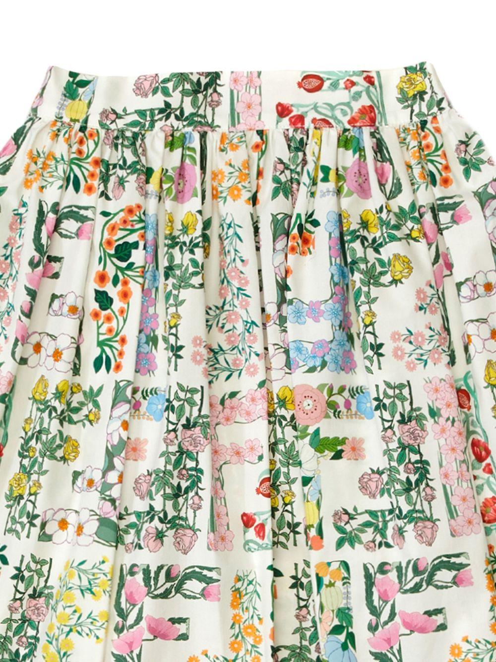 Gonna plissettata per bambina Fendi Kids bianco a fiori - Rubino Kids