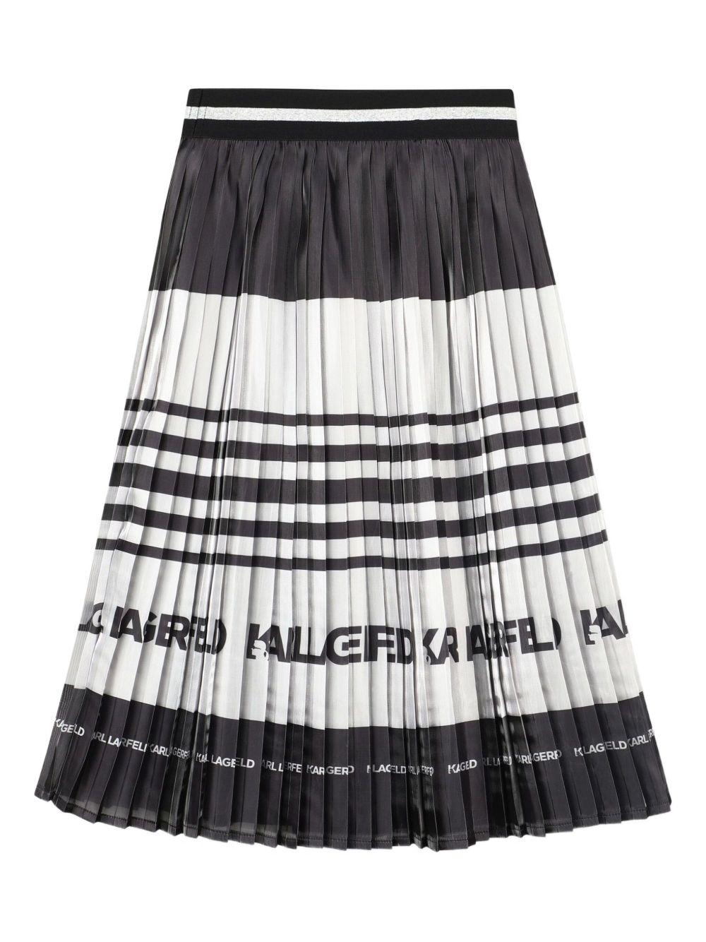 Gonna plissettata per bambina Karl Lagerfeld Kids bianco e nero con logo - Rubino Kids
