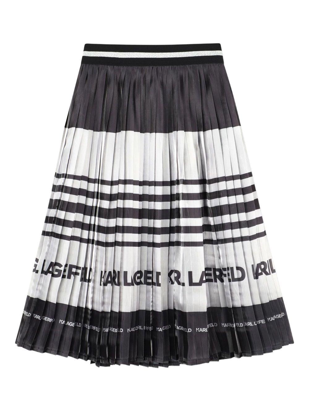 Gonna plissettata per bambina Karl Lagerfeld Kids bianco e nero con logo - Rubino Kids