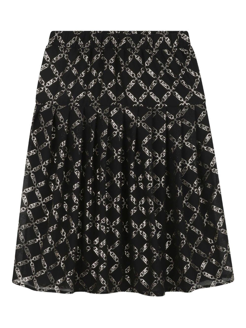 Gonna plissettata per bambina Michael Kors Kids nero con stampa MK Empire - Rubino Kids