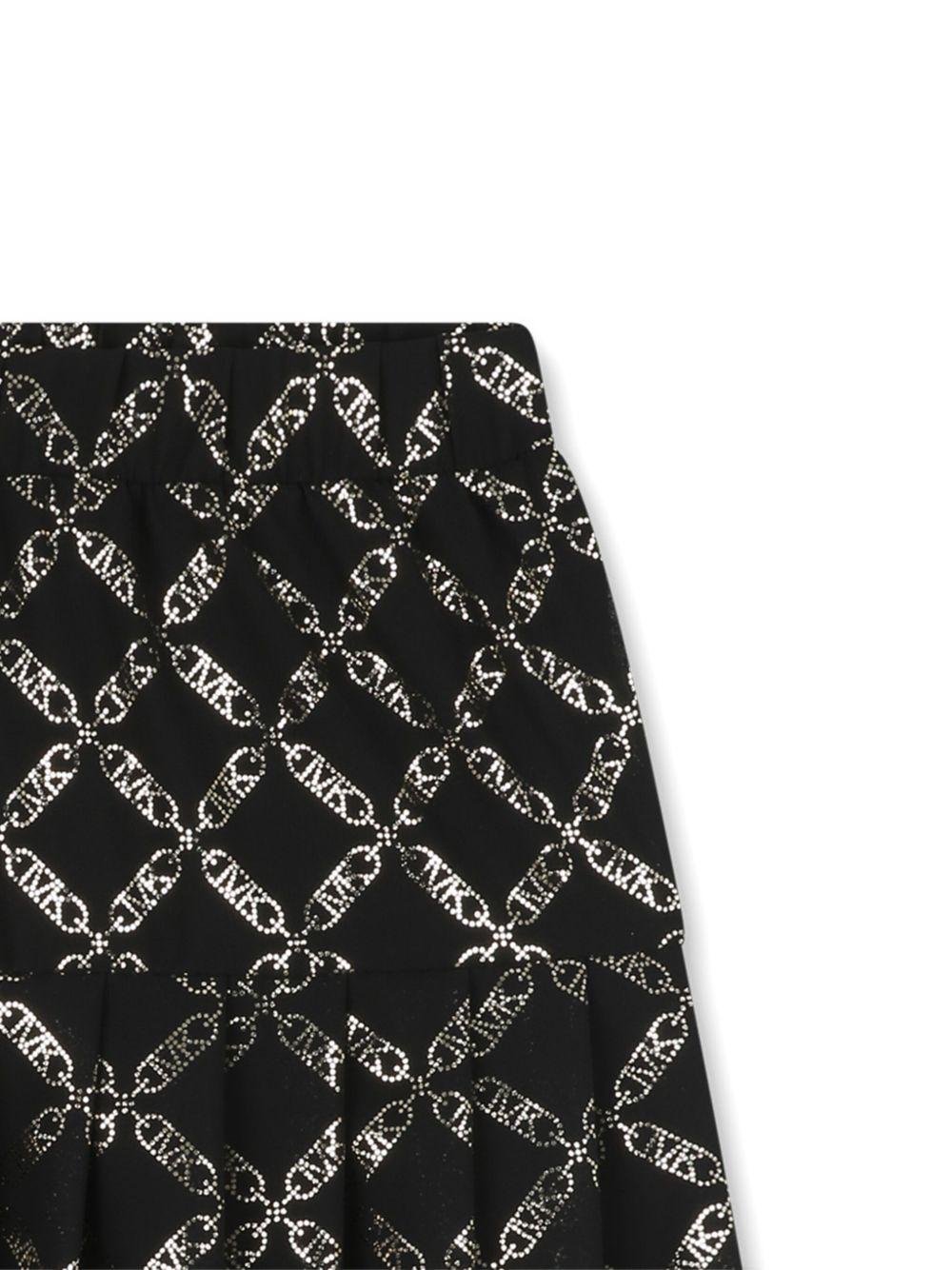 Gonna plissettata per bambina Michael Kors Kids nero con stampa MK Empire - Rubino Kids
