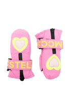 Guanti da neve per bambina Stella McCartney Kids rosa zip e logo - Rubino Kids