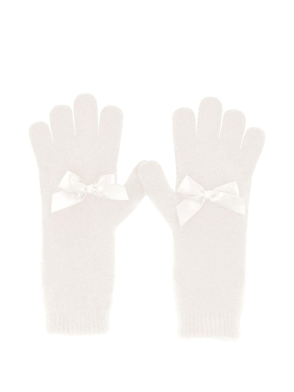 Guanti per bambina Monnalisa bianchi con decorazione con fiocco - Rubino Kids