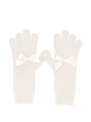 Monnalisa white gloves for girls with bow decoration