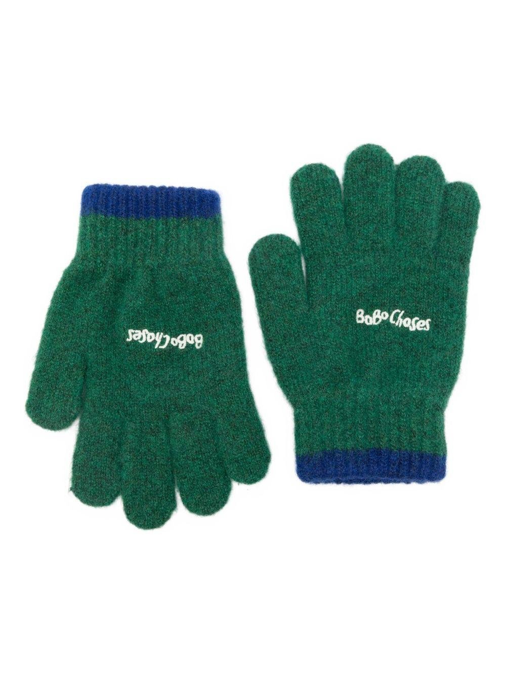Guanti per bambino Bobo Choses verdi con logo ricamato - Rubino Kids