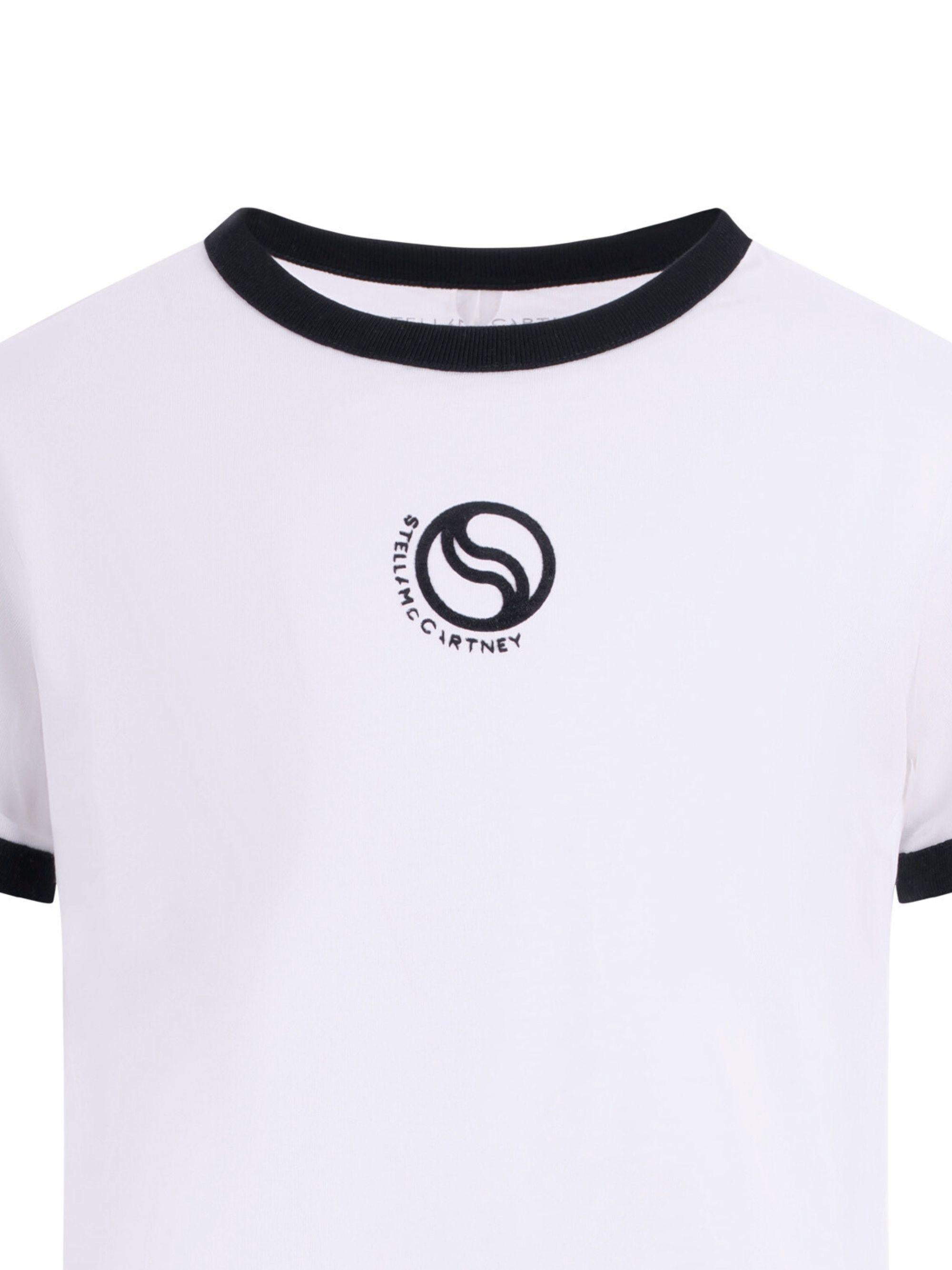 T-shirt per bambina Stella McCartney Kids bianca con dettagli del logo sul davanti TY8C61 Z0434 101 STELLA McCARTNEY KIDS