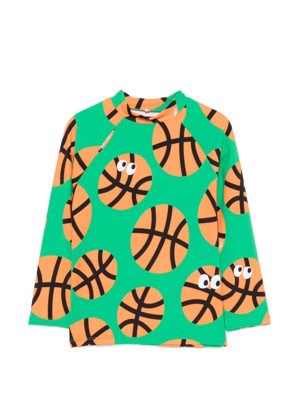 Costume per bambino Stella McCartney Kids verde con stampa palle da basket TYCP32 Z3519 769MC STELLA McCARTNEY KIDS