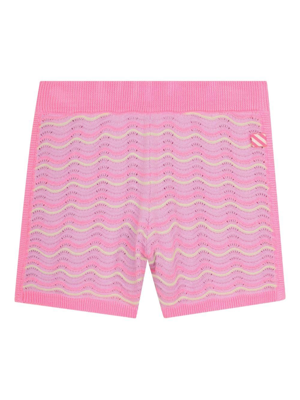 Shorts per bambina Billieblush rosa con motivo a onde in maglia U21895 929 BILLIEBLUSH