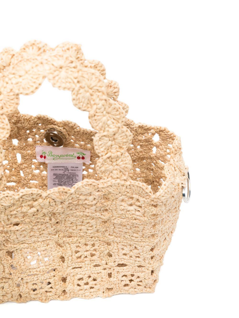 Borsa a spalla per bambina Bonpoint beige con lavorazione all'uncinetto S06GBAW00012 006 BONPOINT