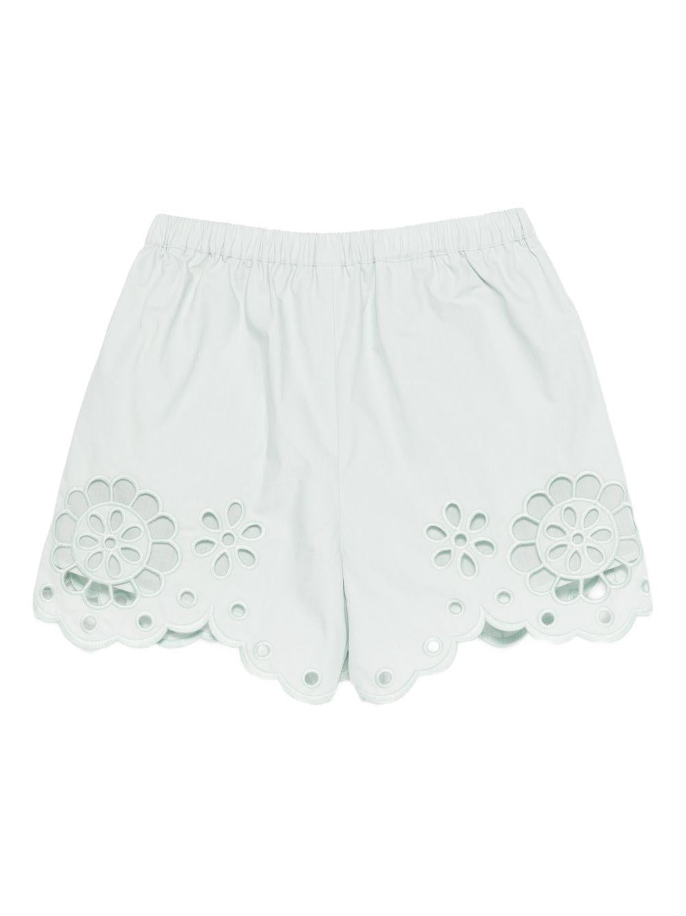 Shorts per bambina Zimmermann Kids verde con applicazioni floreali 5877AR S261 ZIMMERMANN KIDS
