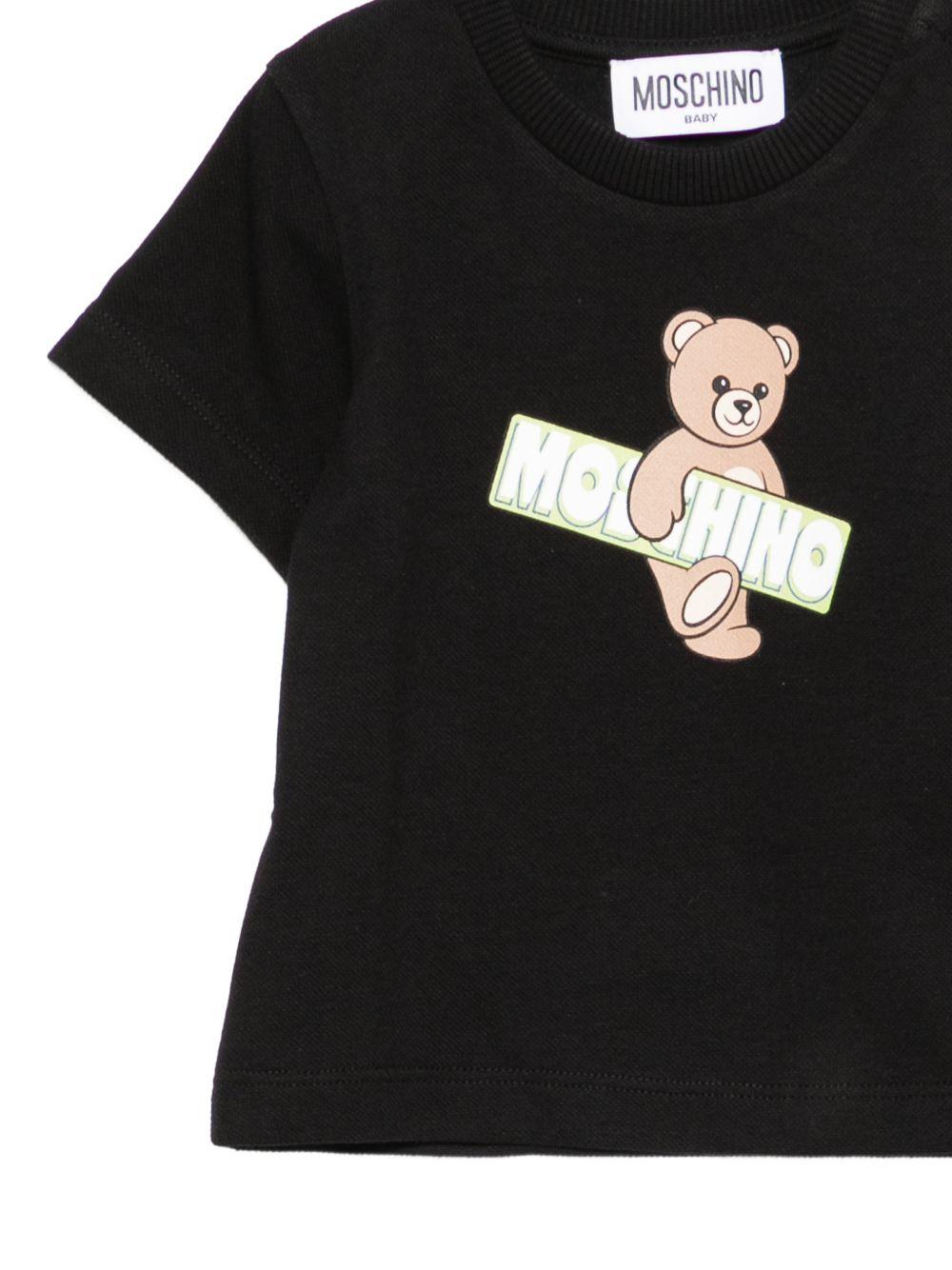 T-shirt per neonati Moschino Kids nera a con stampa Teddy Bear MOM031LFA07 60100 MOSCHINO KIDS