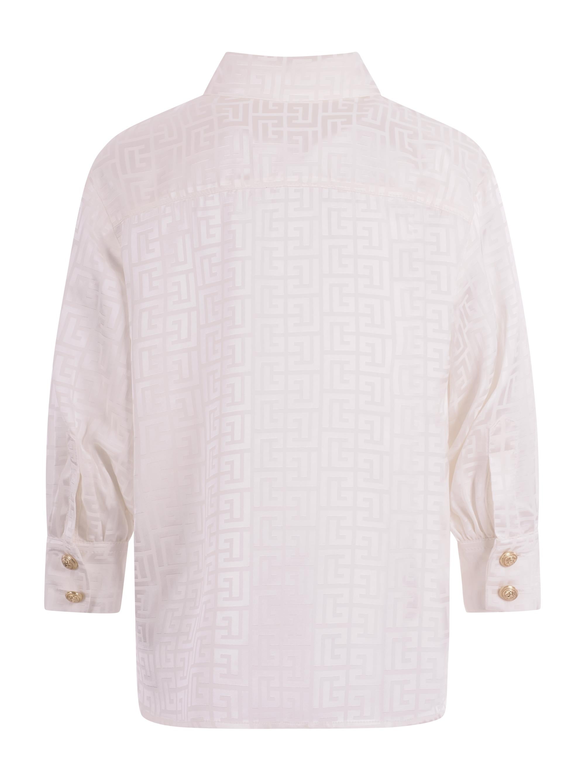 Camicia per bambino Balmain Kids bianca con stampa monogramma all-over BY5A30 S0192 102 BALMAIN KIDS