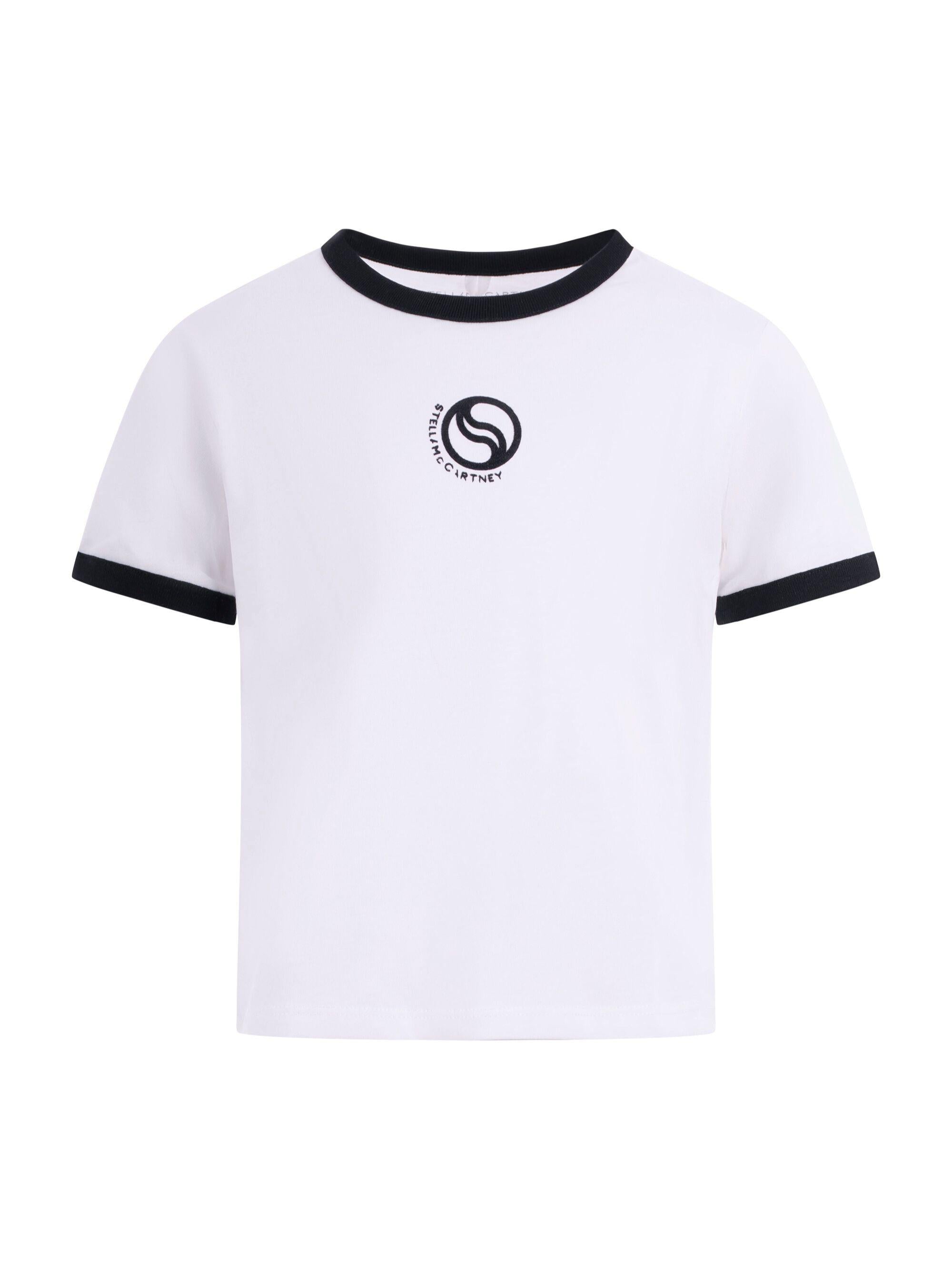T-shirt per bambina Stella McCartney Kids bianca con dettagli del logo sul davanti TY8C61 Z0434 101 STELLA McCARTNEY KIDS