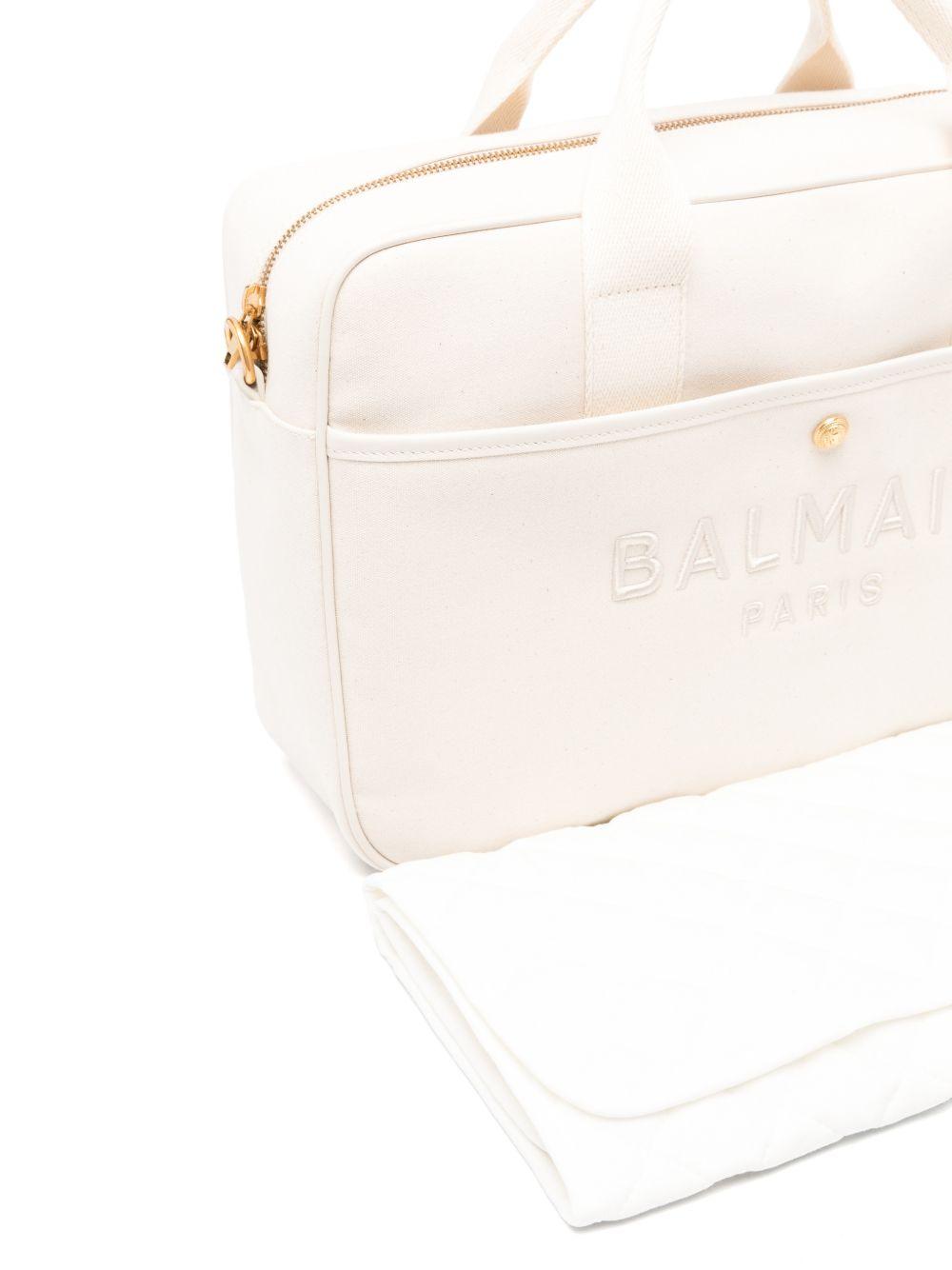 Borsa fasciatoio per neonati Balmain Kids bianca con logo ricamato BY0608 Z3829 102 BALMAIN KIDS