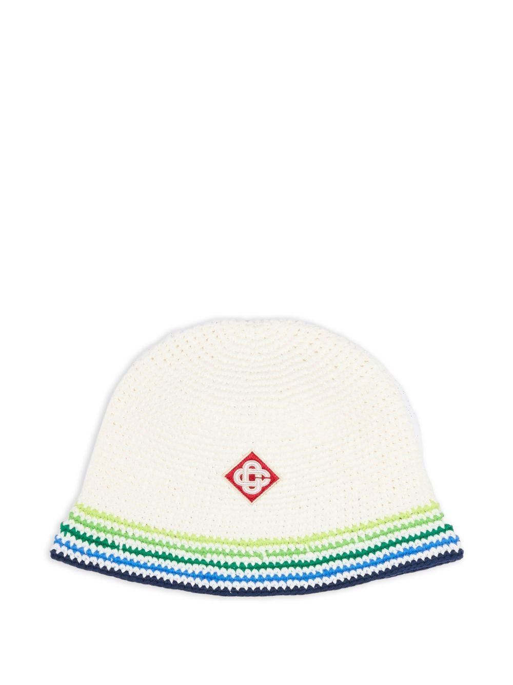 Cappello per bambino Casablanca Kids avorio con logo ricamato KSP26HAT11501 WHITE/ STRIPE CASABLANCA KIDS