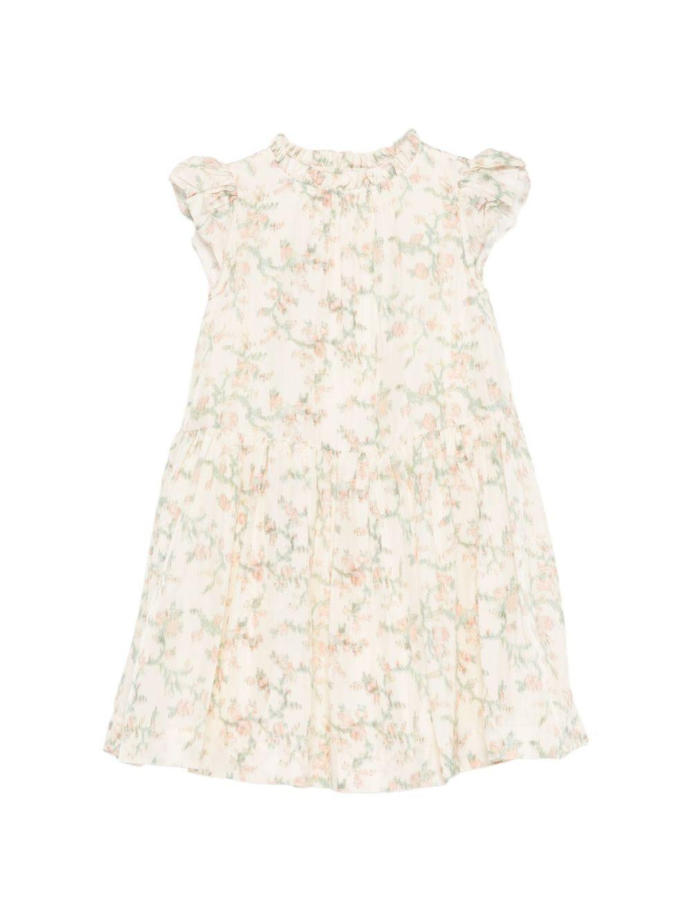 Abito per bambina Bonpoint bianco con stampa floreale all-over S06GDRW00018 547B BONPOINT