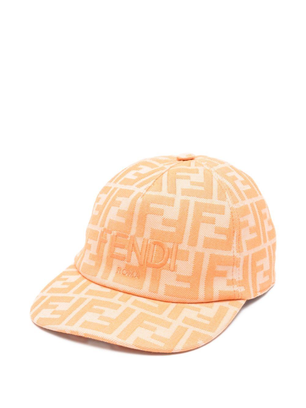 Cappello per bambino Fendi Kids arancione con logo all-over JFP082 AWF6 F1VHH FENDI KIDS