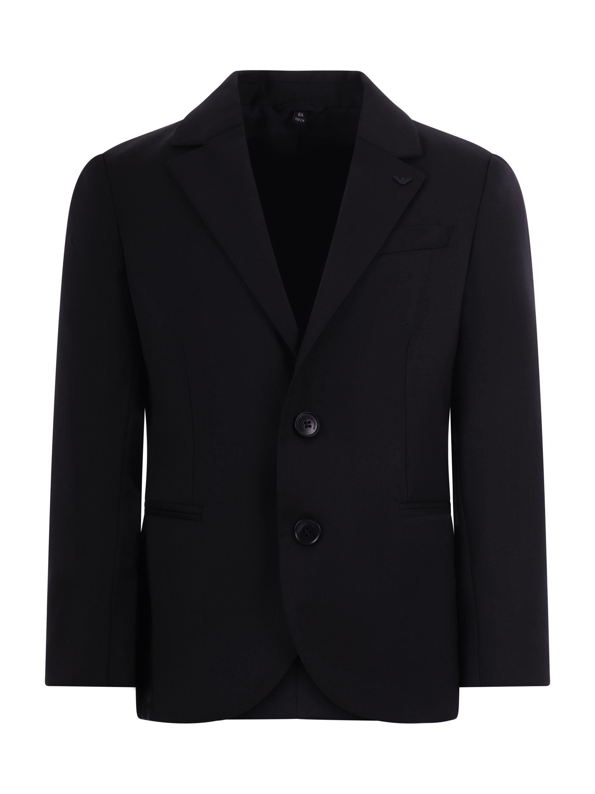 Blazer monopetto Emporio Armani Kids nero con revers classici 8N4G20 4N5IZ 0958 EMPORIO ARMANI KIDS