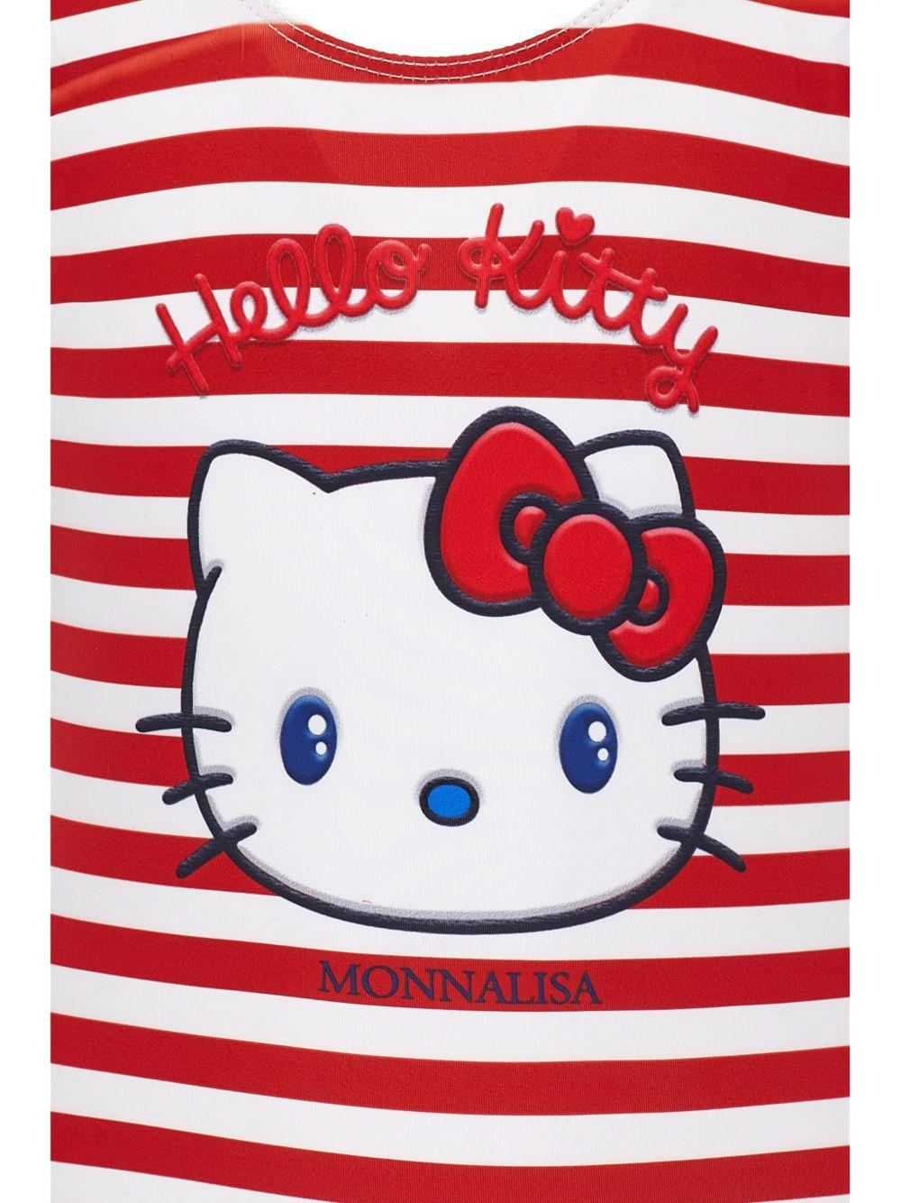 Costume intero per bambina Monnalisa x Sanrio Hello Kitty bianco e rosso a righe 19G001 7050 4499 MONNALISA