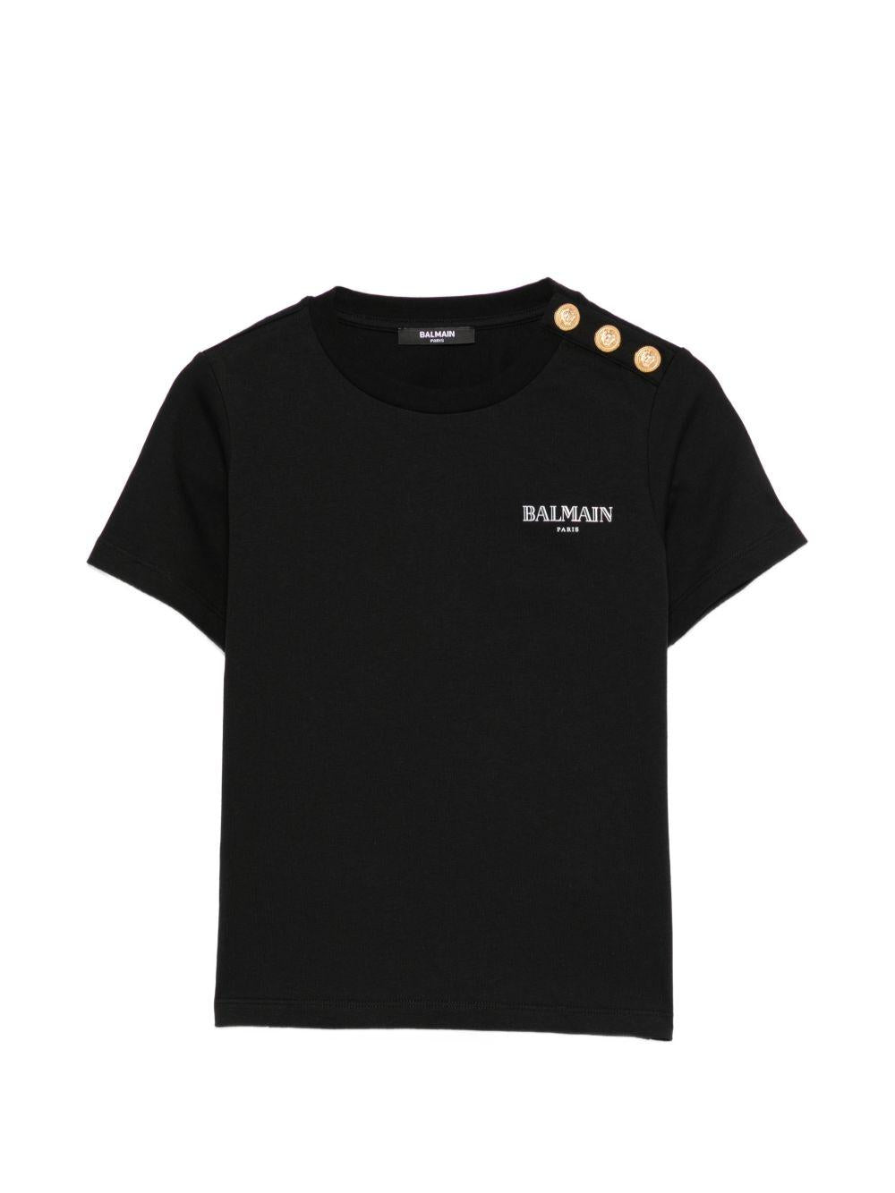 T-shirt per bambina Balmain Kids nera con logo sul davanti BY8Q21 Z3672 930BC BALMAIN KIDS