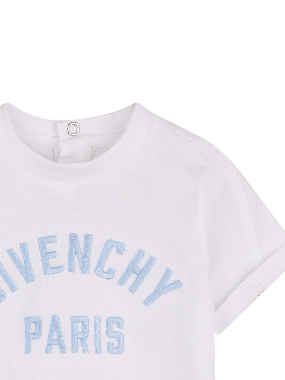 T-shirt per neonato Givenchy Kids bianca con ricamo logo H31230 10P GIVENCHY KIDS