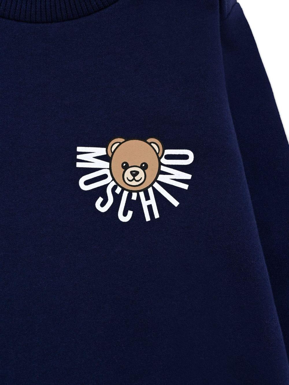 Felpa per neonati Moschino Kids blu con logo Teddy Bear MUF063LCA40 40016 MOSCHINO KIDS