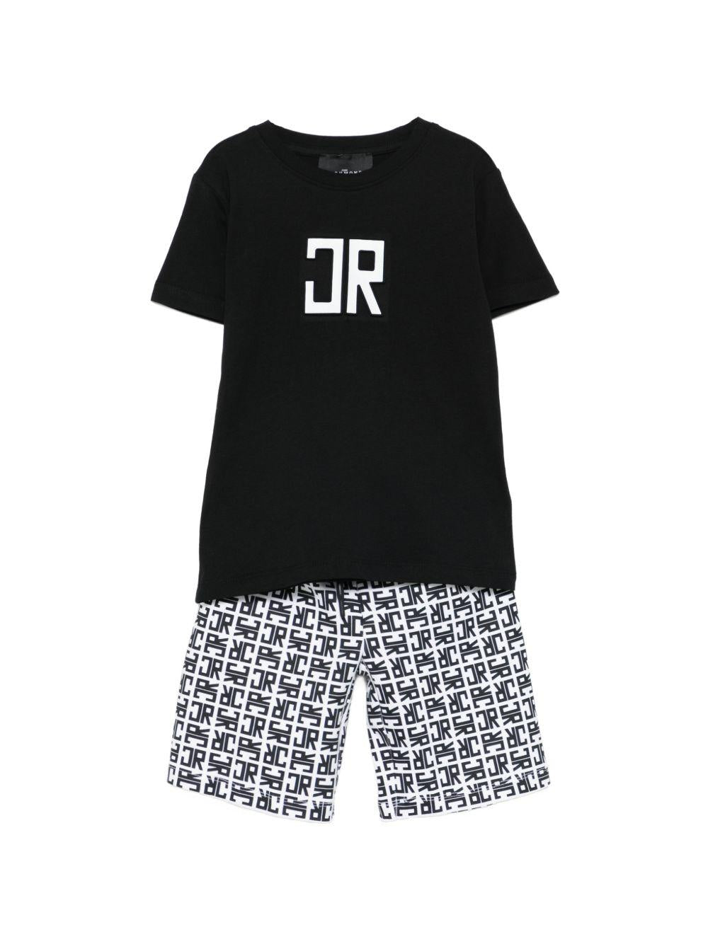 Set due pezzi per bambino Jhon Richmond Junior nero con monogramma RBP26004CJ BLACK JOHN RICHMOND JUNIOR