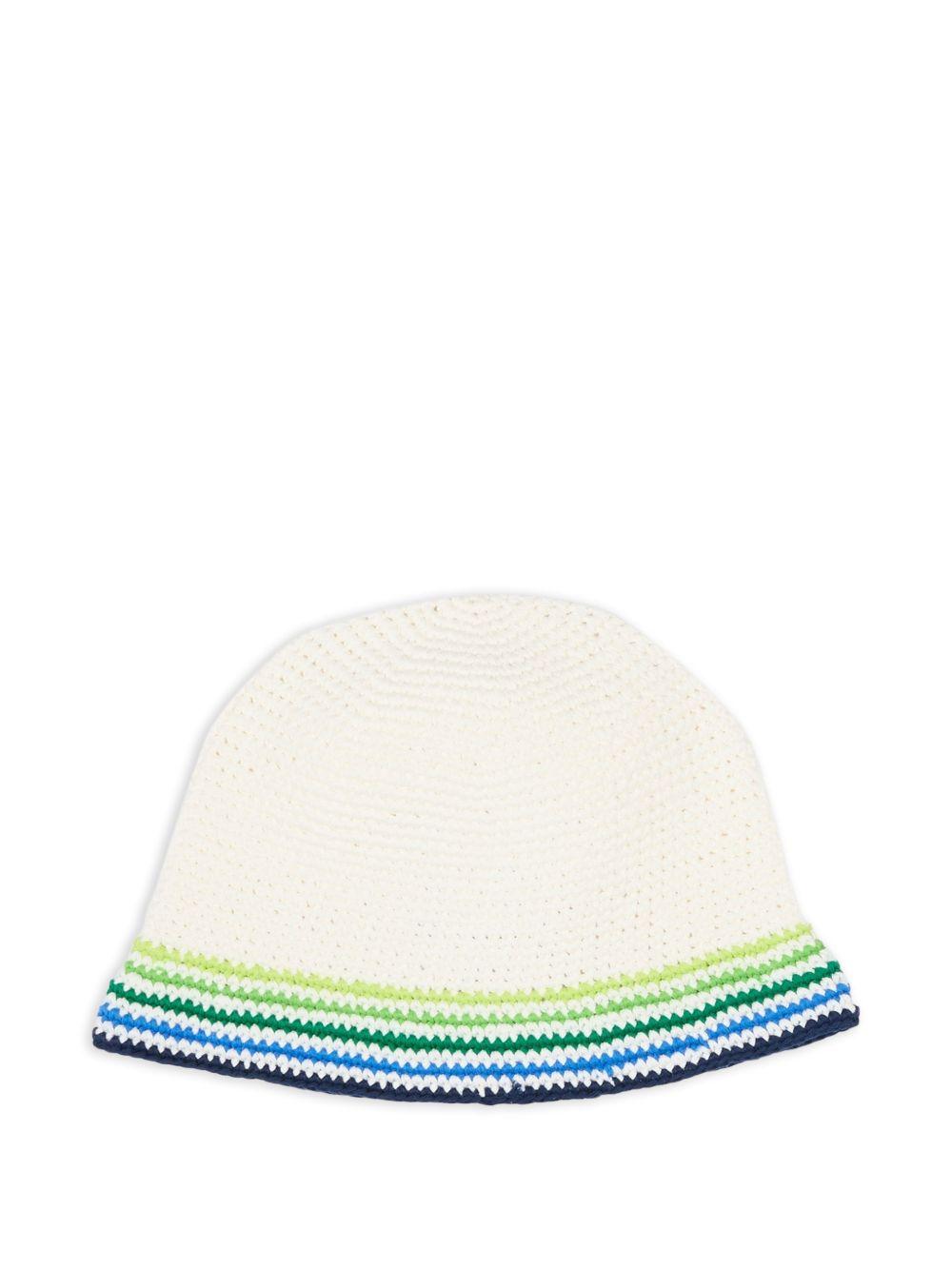 Cappello per bambino Casablanca Kids avorio con logo ricamato KSP26HAT11501 WHITE/ STRIPE CASABLANCA KIDS